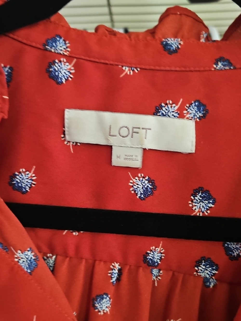 LOFT Orange Floral Ruffle Cap-Sleeve Tank - Picture 2 of 7